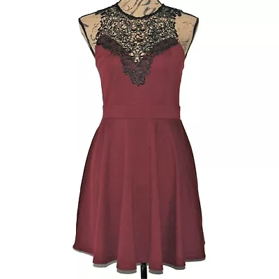 Material Girl Dress Plum Black Lace Crochet Zinfandel Medium • $16.24