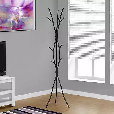 Coat Rack Hall Tree 11 Hooks Entryway 74 H Bedroom Metal Black • $35.77