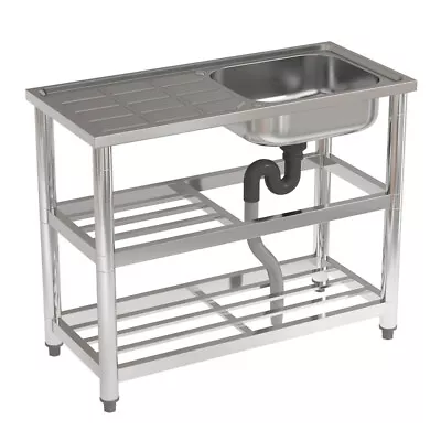 Camping Sink Stainless Steel Large Outdoor Hand Wash Basin Kitchen Work Table UK • £109.95
