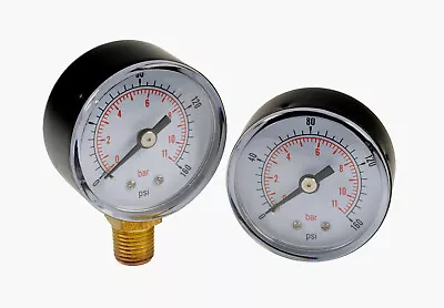 Pneumatic Steel Case Pressure Gauges Bottom Back 40mm 50mm 63mm 1/8  1/4  BSP • £51.06