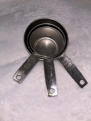 Vintage Stainless Steel Measuring Cups 3 Piece Nesting Set Foley Classic Style • $10