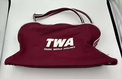 Vintage TWA Airplane Flight Carry On Airport Bag Tote Case Duffle Mid Century  • $37.99