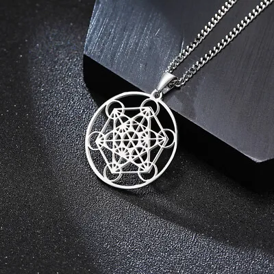 $10.99 • Buy Metatrons Cube Talisman Archangel Pendant Necklace Sacred Geometry Amulet Chain