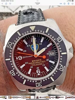 Rare Brigata Automatic Mens Divers Watch Italian Parachute Watch 25j Eta 2824. • £1150