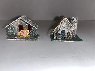  Vintage Antique 2 Mica Putz Christmas Houses • $24.99