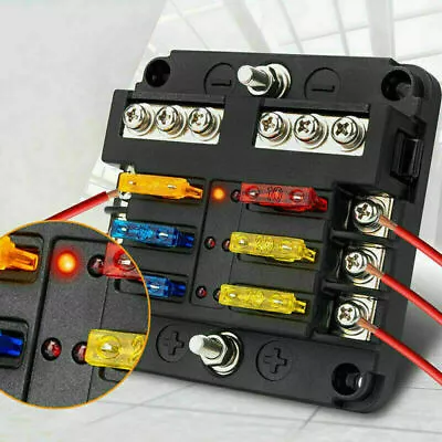 6 Way Auto Blade Fuse Box Block Holder Panel 12V 32V For Car Power Distribution • $20.99