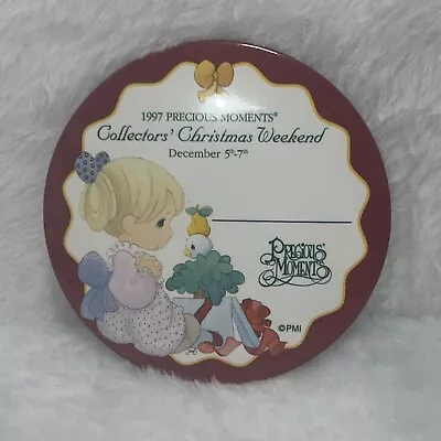 Vintage Precious Moments Button Lapel Pin 1997 Collectors Christmas Weekend • $3.89