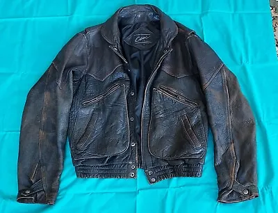 Vintage Leather Motorcycle Jacket Size 38 By COZI Puomo With Rugged Wear & Tear • $145.10