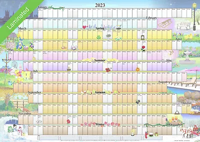 £9.99 • Buy Illustrated, Wall Planner, 2023, Laminated, A2 Size, Calendar, Poster, Organiser