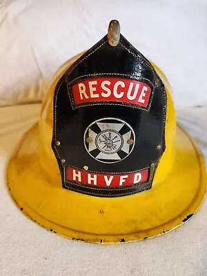 Vintage Cairns And Brother Inc. Yellow Rescue HHVFD Fire Helmet • $99