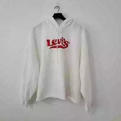 Levis Sweatshirt Size 2X White Hood Raw Hem White Pullover • $7.99