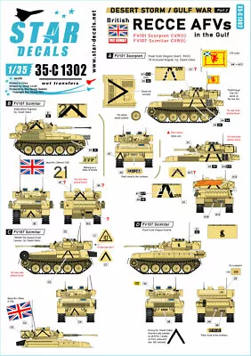 Star Decals 35-C1302 Desert Storm # 2.British Recce AFVs In The Gulf 1991 1/35 • £9.89