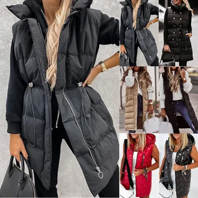 £24.79 • Buy Womens Quilted Zip Up Waistcoat Hooded Padded Gilet Vest Jacket Bodywarmer UK