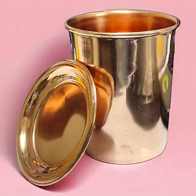 Copper Glass Tumbler Water Cup Mug With Lid 300ml Drinking Ayurveda Health Yoga • $5.96