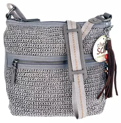 The Sak Cloud Gray Hand Crochet Lucia Crossbody Handbag Small 11wx12hx2 New • $34.99