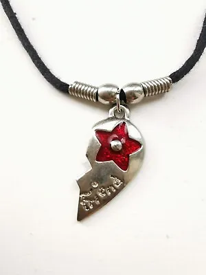 £5 • Buy Friend Necklace Half Heart Flower Silver Red Black 90s Novelty Friendship 