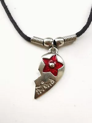 Friend Necklace Half Heart Flower Silver Red Black 90s Novelty Friendship  • £5