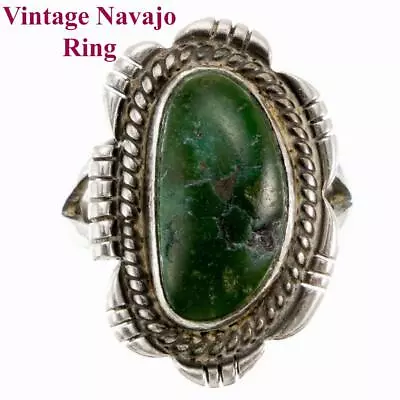 Vintage Navajo Ring Natural Turquoise Sterling Silver OLD PAWN 6 • $67.15