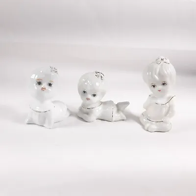 Three Baby Girl Figurines Vintage Ceramic Handpainted • $25