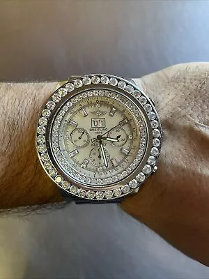 Breitling Bentley Motors Chronograph A44362 Stainless Steel Custom Diamonds • $7500