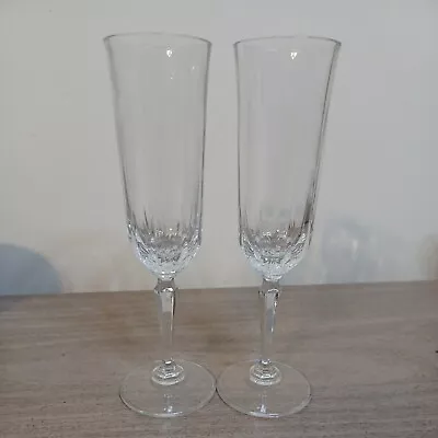 $15.40 • Buy Set Of 2 Vintage 8.25” Tall Crystal  Champagne Flute 
