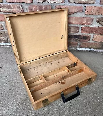 Vintage Wooden Painters Hinged Box Dovetailed Wood Artist Box W/ Palette Holder • $37.50