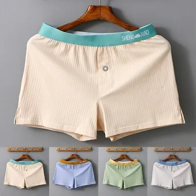 Men's Loose Underpants Middle Waist Green Cotton Boxers Shorts Panties • £8.03