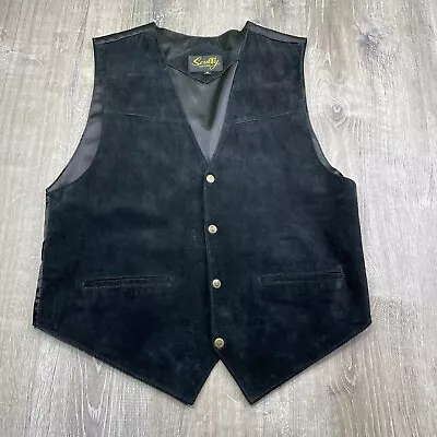 Scully Black Suede Leather Vest Men’s XL Snap Closure Style 504 • $29.99