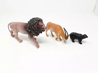 £5 • Buy Vintage 1980/90's Male Lion, Gazelle & Black Bear Plastic Figures - China