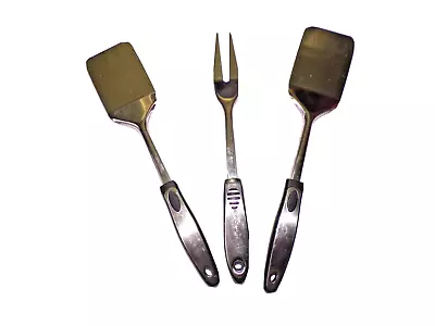 3 Piece Set BBQ Grilling Tool Utensils 2 Spatula Fork Steel S1 Bx3 • $5.88