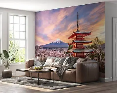 Five-Story Pagoda & Cherry Blossoms Vinyl Wall Mural: Japanese Decor For Home... • £302
