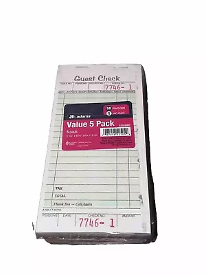 Guest Check Pads Single Part Perforated White 50 Sheets/Pad 5 Pads Pack NEW • $11.99