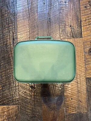 Vintage 1960's Green Ubranded Cosmetic Makeup Travel Train Case Carry On Luggage • $33.25