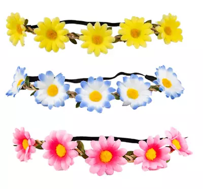 Daisy Flower Headband Festival Hippy 60s Hawaiian Festival Fancy Dress Accessory • £3.79