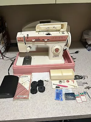 Singer Merritt 2404 Pink Sewing Machine W/Foot Pedal Hard Case & Access Works! • $151.51