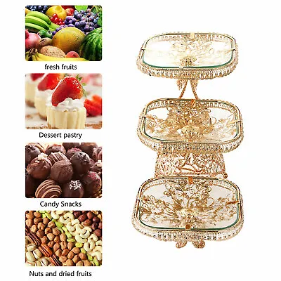 3-Tier Cupcake Stand Cake Dessert Wedding Event Party Display Plate Tower Golden • $33