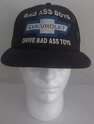 Vintage Trucker Hat Chevrolet Bad Ass Boys Snapback Cap Mesh Back Made In USA • $69.99