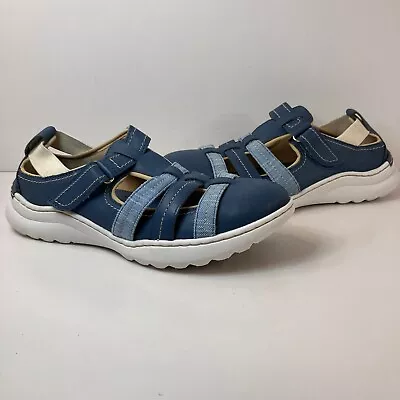 Clarks Collection Teagan Step Blue Leather Sandals Women's Size 10M Comfortable • £25.58