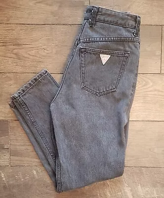 Vintage GUESS Jeans Womens Size 31 Faded Black USA Made High Rise Taper • $37.50