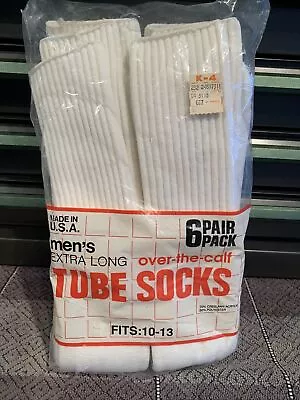 Vintage Kmart 6-Pr Pk Extra Long Over The Calf White Tube Socks Men's 10-13 NEW! • $27.95