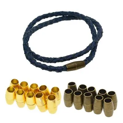 10 Sets 5mm Leather Bracelet Cord End Caps Brass Barrel • £5.98