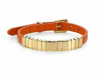 Michael Kors Orange Leather Wrap Gold-Tone Buckle Bracelet NEW • $57.50
