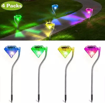 LED Solar Lights Outdoor Color Changing Light Diamond Stake Pathway Light Decor • $17