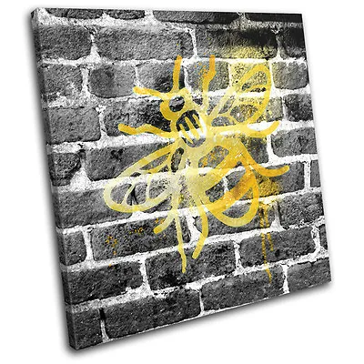 Bee Graffiti Grunge Abstract Urban SINGLE CANVAS WALL ART Picture Print • £19.99