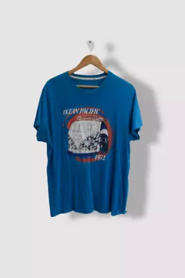 Vintage Ocean Pacific 1972 Graphics Blue Men's Large Tees| SKU 2846 • £13.38