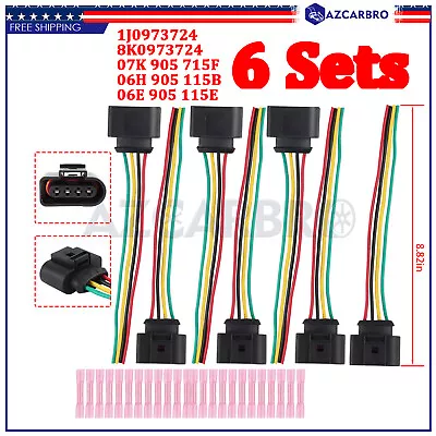 6 Pack Ignition Coil Connector Harness Plugs Wiring W/Terminals For Audi A4 VW • $15.84