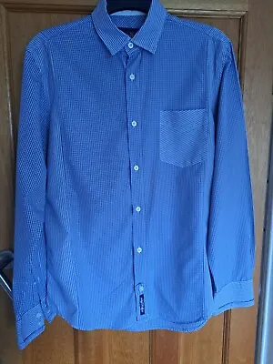 Hope And Glory Mens Long Sleeve Shirt Size L 100% Cotton Blue And White Stripped • £4