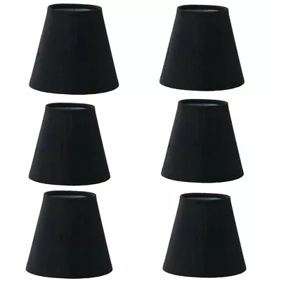 Set Of 6 Shades 5 Inch European Drum Style Chandelier Lamp Shade Mini Shade Blac • $65.99
