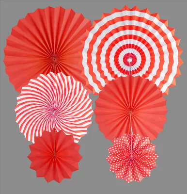 Candy Cane Fan Hanging Christmas Birthday Decorations Red & White Assorted X 6 • £3.99