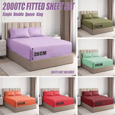 $19.99 • Buy 2000TC Ultra Soft Bed Pillowcase Fitted Sheet Set Single/Double/Queen/King SYD